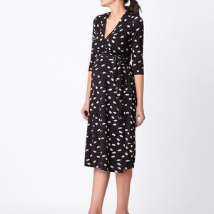 Seraphine Monochrome Wrap Maternity Midi Dress